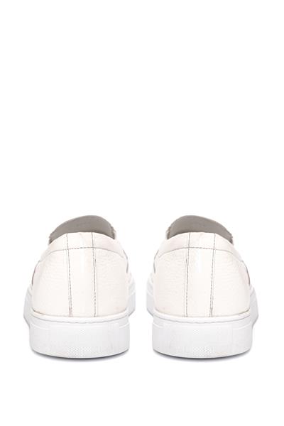 Kalın Eva Taban Lastikli Rahat Kalıp Beyaz Deri Ayakkabı 3224