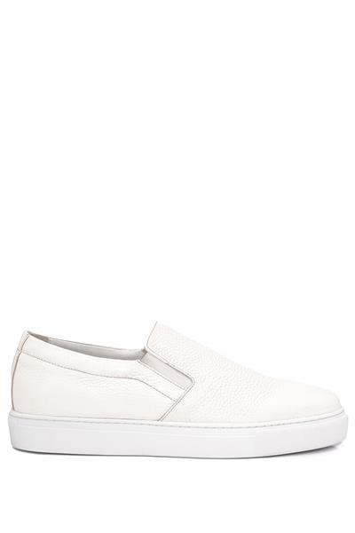 Kalın Eva Taban Lastikli Rahat Kalıp Beyaz Deri Ayakkabı 3224