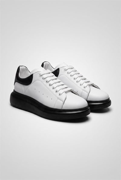 Kalın Eva Tabanlı Bağcıklı Çift Renk Beyaz Sneaker Ayakkabı 2026-12