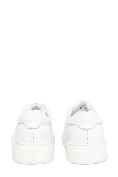 Kalın Eva Tabanlı Bağcıklı Düz Beyaz Sneaker Ayakkabı 2027-4