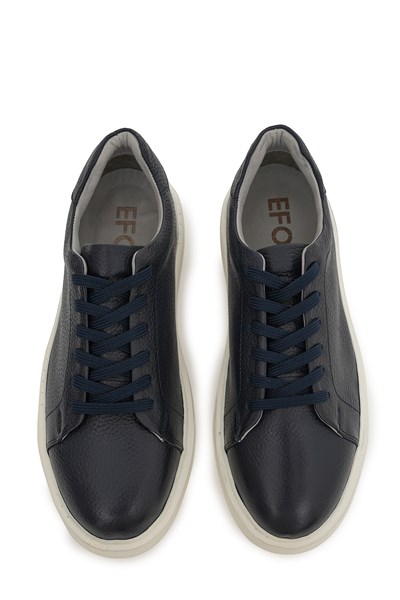 Kalın Eva Tabanlı Bağcıklı Düz Lacivert Sneaker Ayakkabı 2027-4