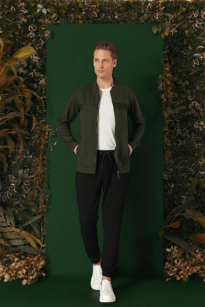 Slim Fit Hakim Yaka Önü Taş Baskılı Haki Mont MT 170