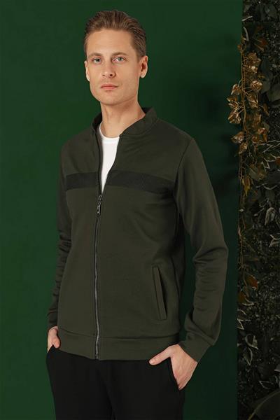 Slim Fit Hakim Yaka Önü Taş Baskılı Haki Mont MT 170