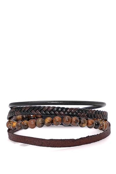 Örgü Deri ve Taş Modelli Kaplan Gözü Bileklik 087