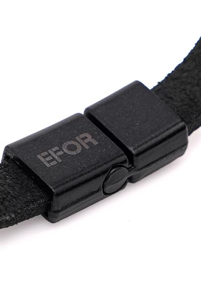 Örgü Modelli Deri Siyah Bileklik 093