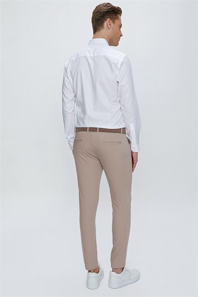 P 1077 Slim Fit Koyu Bej Spor Pantolon