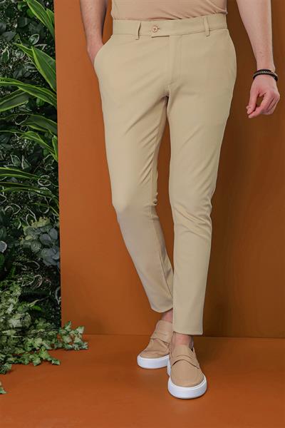 P 1120 Slim Fit Bej Spor Pantolon