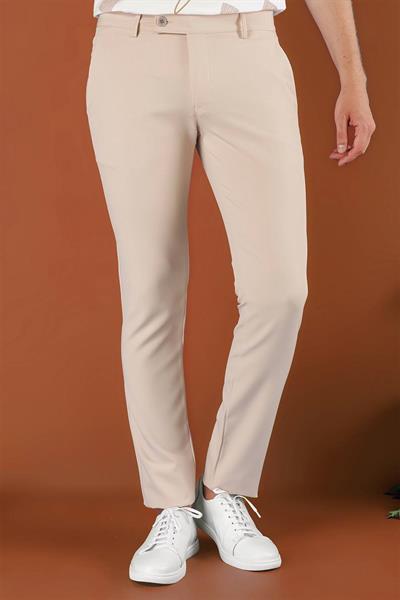 P 1123 Slim Fit Bej Spor Pantolon