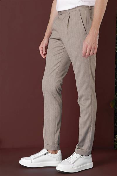 P 1133 Slim Fit Bej Spor Pantolon