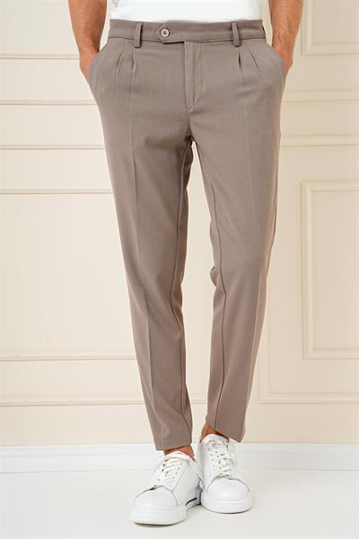 P 1164 Slim Fit Bej Klasik Pantolon