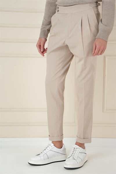 P 1167 Slim Fit Bej Spor Pantolon