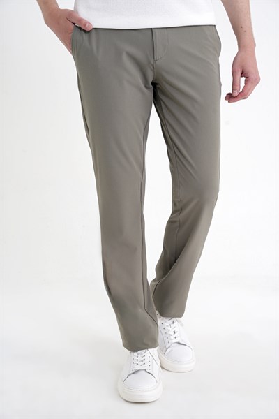 Regular Fit Yan Cep Doku Desenli Beli Lastikli Haki Pantolon P 1212