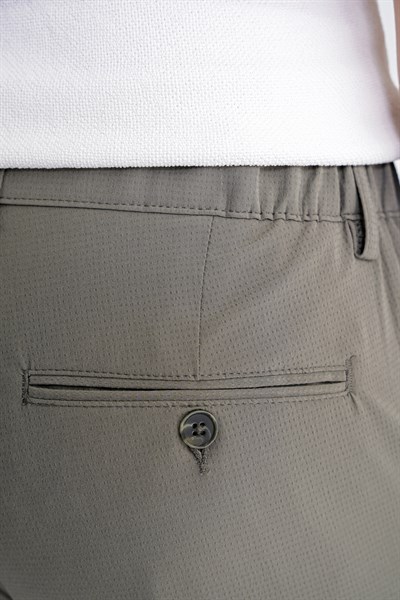 Regular Fit Yan Cep Doku Desenli Beli Lastikli Haki Pantolon P 1212