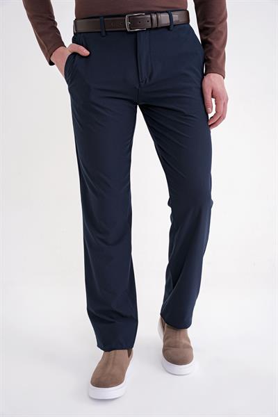 Regular Fit Yan Cep Doku Desenli Beli Lastikli Lacivert Pantolon P 1212
