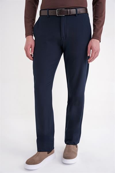 Regular Fit Yan Cep Doku Desenli Beli Lastikli Lacivert Pantolon P 1212