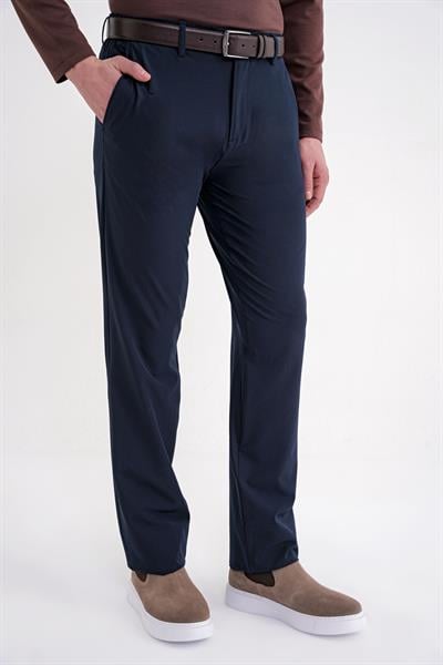 Regular Fit Yan Cep Doku Desenli Beli Lastikli Lacivert Pantolon P 1212