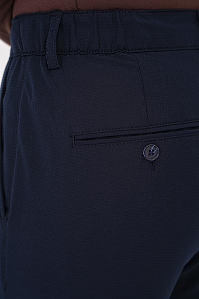 Regular Fit Yan Cep Doku Desenli Beli Lastikli Lacivert Pantolon P 1212