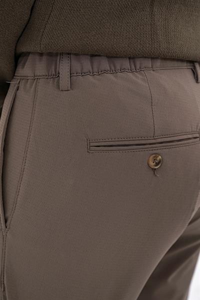 Regular Fit Yan Cep Doku Desenli Beli Lastikli Vizon Pantolon P 1212