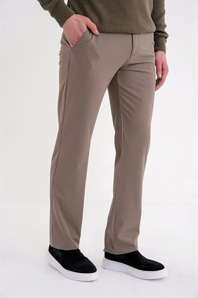 Regular Fit Yan Cep Doku Desenli Beli Lastikli Vizon Pantolon P 1212