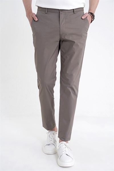 Comfort Fit Yan Cep Beli Lastikli %97 Pamuk Haki Pantolon P 1214