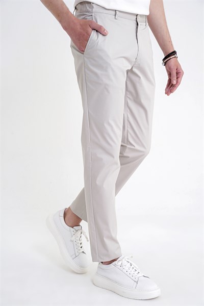 Comfort Fit Yan Cep Beli Lastikli %97 Pamuk Taş Pantolon P 1214