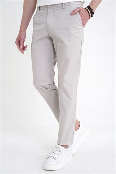 Comfort Fit Yan Cep Beli Lastikli %97 Pamuk Taş Pantolon P 1214