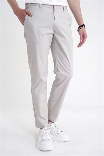 Comfort Fit Yan Cep Beli Lastikli %97 Pamuk Taş Pantolon P 1214