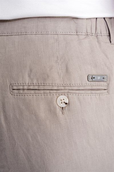 Oversize Kalıp Yan Cep Beli Lastikli Taş Keten Pantolon P 1216