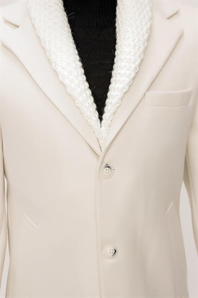 PLT 073 Beyaz Klasik Palto