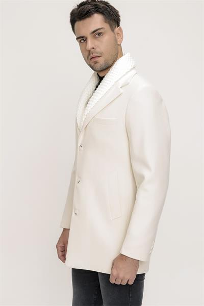 PLT 073 Beyaz Klasik Palto