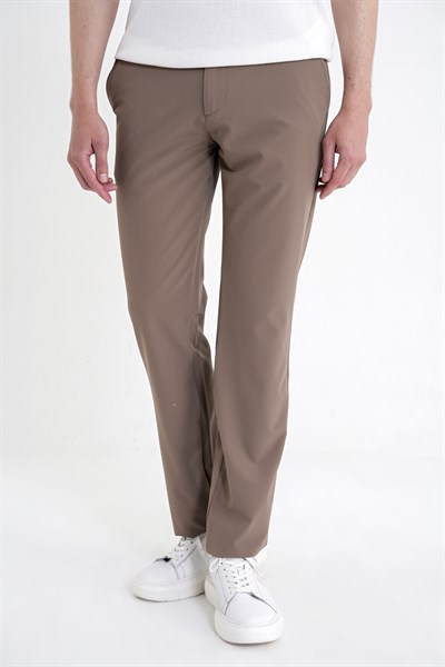 Regular Fit Yan Cep Doku Desenli Beli Lastikli Vizon Pantolon P 1212