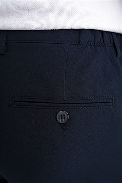 Regular Fit Yan Cep Doku Desenli Beli Lastikli Lacivert Pantolon P 1212