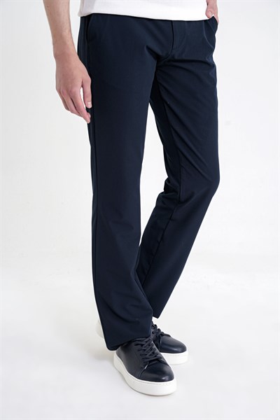 Regular Fit Yan Cep Doku Desenli Beli Lastikli Lacivert Pantolon P 1212