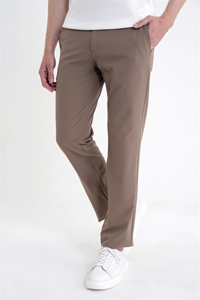 Regular Fit Yan Cep Doku Desenli Beli Lastikli Vizon Pantolon P 1212