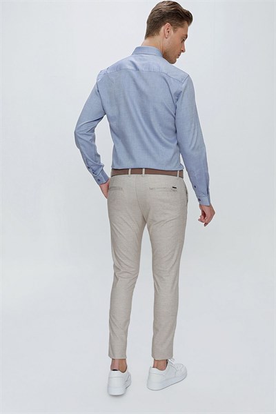 Skinny Kalıp Yan Cepli %97 Pamuk Dokulu Bej Pantolon P 1111