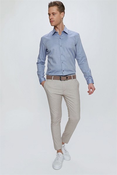 Skinny Kalıp Yan Cepli %97 Pamuk Dokulu Bej Pantolon P 1111