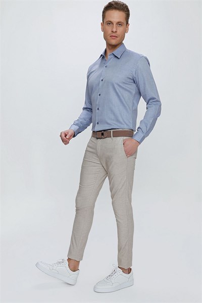 Skinny Kalıp Yan Cepli %97 Pamuk Dokulu Bej Pantolon P 1111