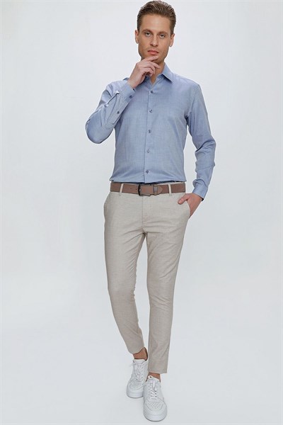 Skinny Kalıp Yan Cepli %97 Pamuk Dokulu Bej Pantolon P 1111