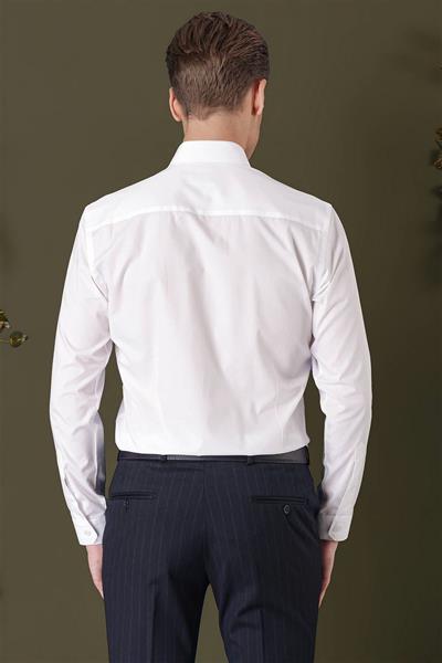 Slim Fit %100 Pamuk Beyaz Gömlek GK 711