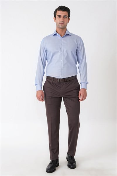 Slim Fit %100 Pamuk Çizgili Mavi Gömlek GK 764