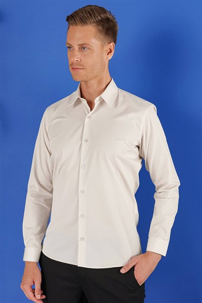 Slim Fit %100 Pamuk Kravat Yaka Taş Gömlek GK 683