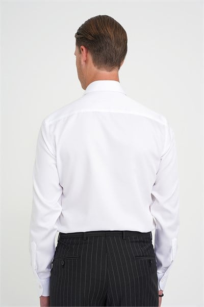 Slim Fit %100 Pamuk Non Iron Kumaş Beyaz Gömlek Gk 734