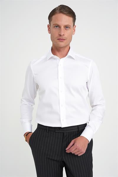 Slim Fit %100 Pamuk Non Iron Kumaş Beyaz Gömlek Gk 734
