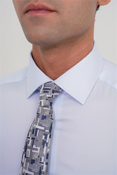 Slim Fit %100 Pamuk Non Iron Kumaş Mavi Gömlek Gk 734