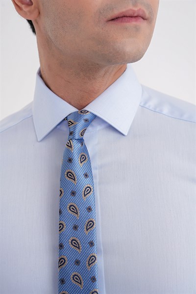 Slim Fit %100 Pamuk Non Iron Kumaş Mavi Gömlek  Gk 735