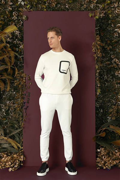 Slim Fit Beli İpli Paçası Lastikli Ekru Jogger Pantolon P 1140