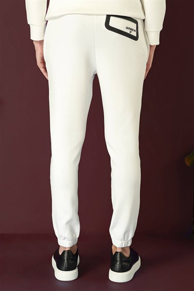 Slim Fit Beli İpli Paçası Lastikli Ekru Jogger Pantolon P 1140