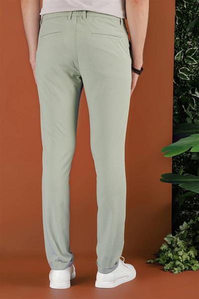 Slim Fit Beli Lastikli Gofre Kumaş Mint Spor Pantolon P 1126