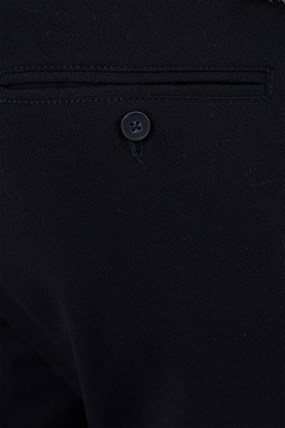 Slim Fit Beli Lastikli Pileli Esnek Yünlü Lacivert Pantolon P 1131