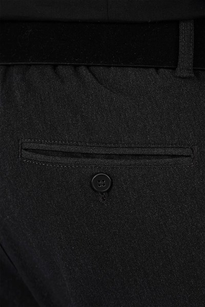 Slim Fit Beli Lastikli Pileli Esnek Yünlü Antrasit Pantolon P 1131